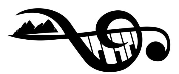 Note de musique, clé de sol avec une montagne représentée.