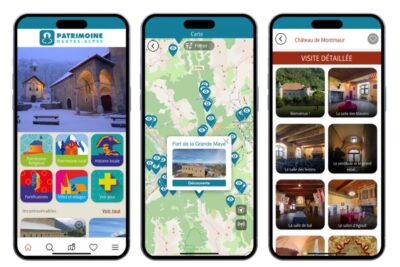 Capture d'écrans de pages de l'application mobile Patrimoine Hautes-Alpes - Agrandir l'image 2 sur 3, fenêtre modale
